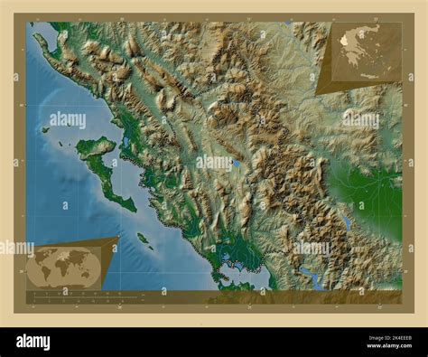 Epirus, decentralized administration of Greece. Colored elevation map ...