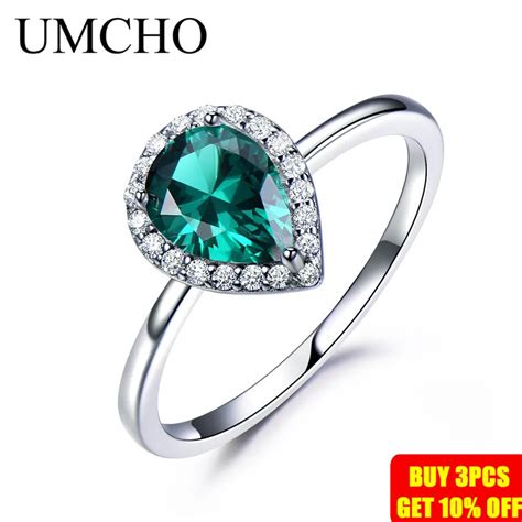 Umcho Anillos De Piedras Preciosas De Esmeralda Verde Para Mujer Halo