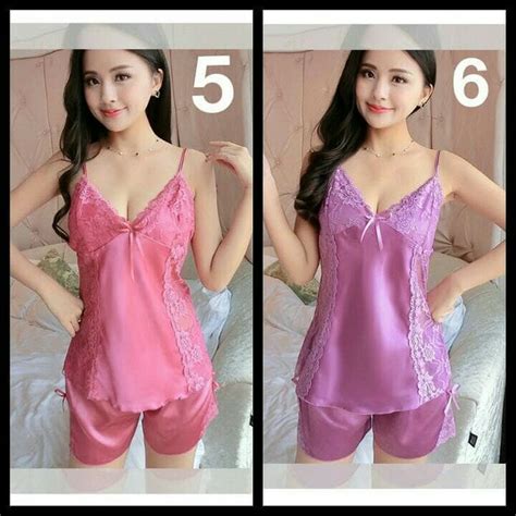 Jual Baju Tidur Sexy Cute Lace Flower Lingerie Piyama Satin Di Lapak