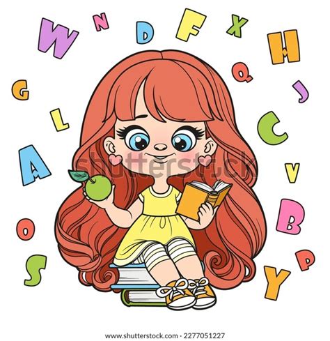 Cute Cartoon Longhaired Girl Sit On Stock Vector (Royalty Free) 2277051227 | Shutterstock