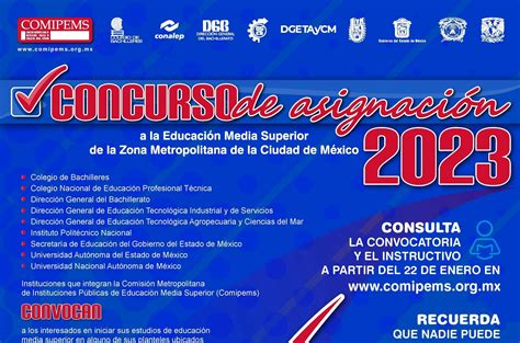 Convocatoria para el concurso de selección COMIPEMS 2023