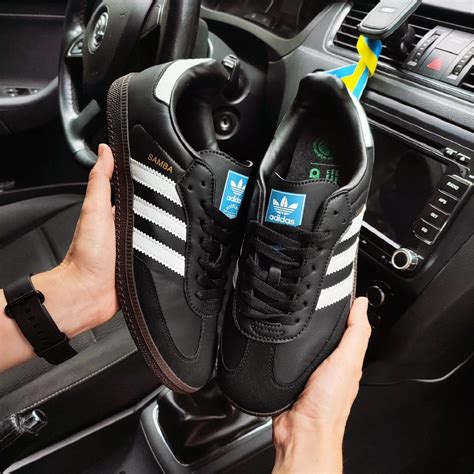 Купить Мужские кроссовки Adidas Samba кожаные черные Адидас Самба ...