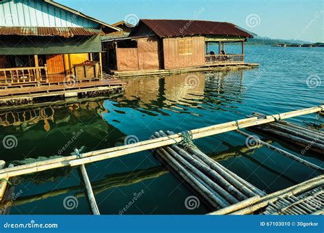 Floating Houses with Bamboo Raft Stock Photo - Image of raft, river ...