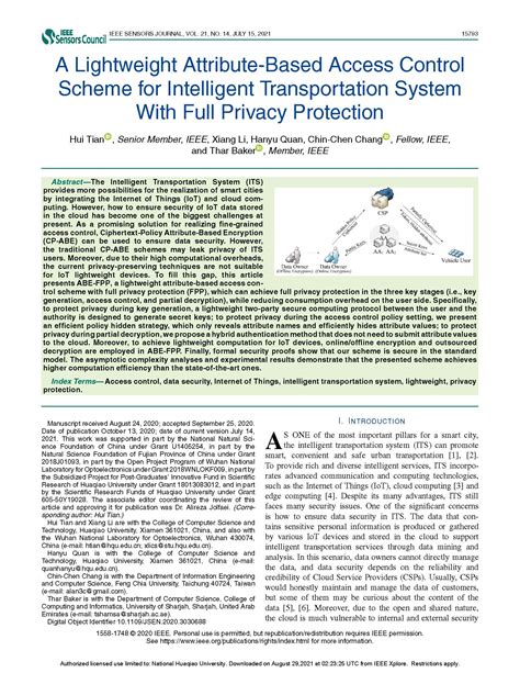 实验室学术论文在IEEE Sensors Journal发表 厦门市数据安全与区块链技术重点实验室