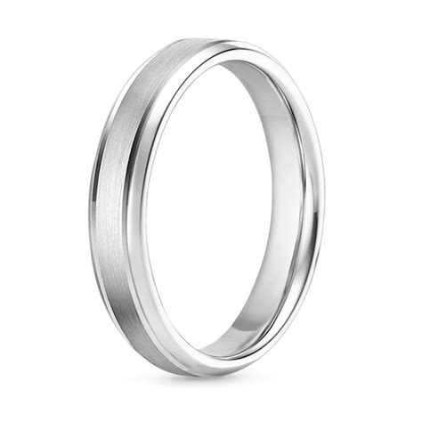 Mm Beveled Edge Matte Wedding Ring With Grooves Brilliant Earth