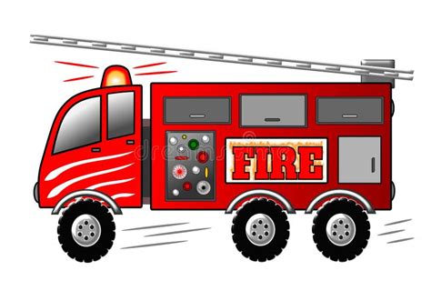 Fire Engine with Ladder and Siren. Fire Truck Illustration Stock ...