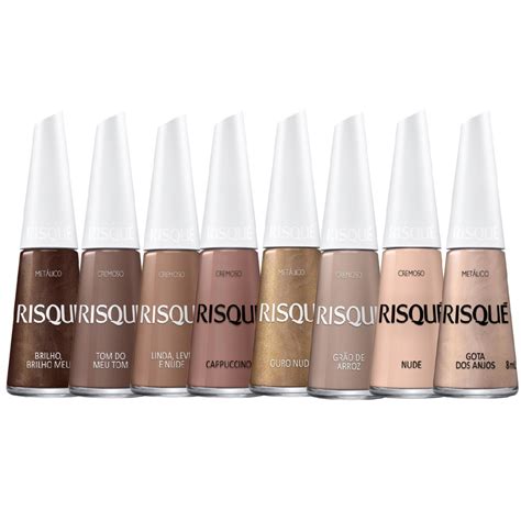 Kit Esmalte Risque Cores Nude Coleção Cremosa 2 Manicure 8Un Shopee Brasil