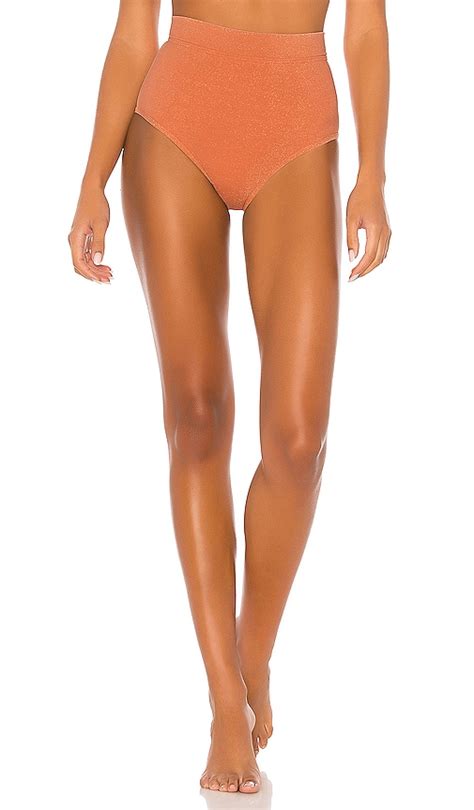 Suboo Farrah High Waisted Bikini Bottom In Coral Metallic REVOLVE