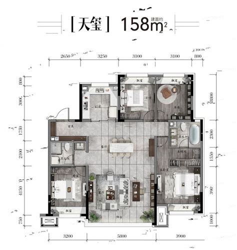 龙湖天璞158平米户型图户型图长春龙湖天璞4室2厅2卫、1580平方米户型图 吉屋网