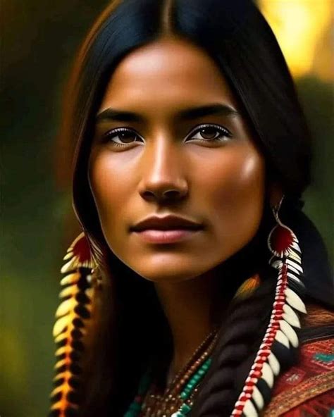 A Native American Woman With Long Black Hair