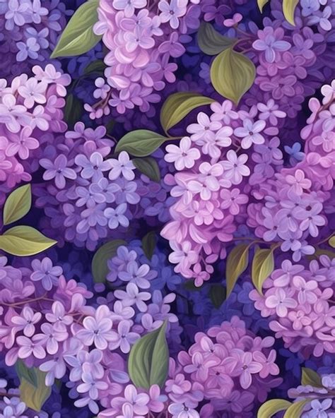 Premium Ai Image Lilac Seamless Pattern Ai Generated