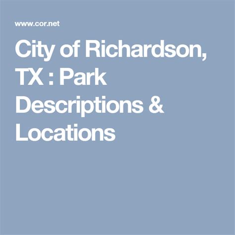 City of Richardson, TX : Park Descriptions & Locations | Park ...