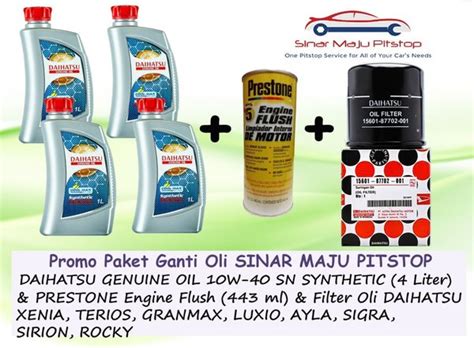 Jual Paket Ganti Oli Daihatsu Genuine Oil W Sn Liter Flush