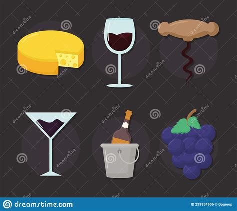 Six Wine Icons Stock Vector Illustration Of Vector 239934906