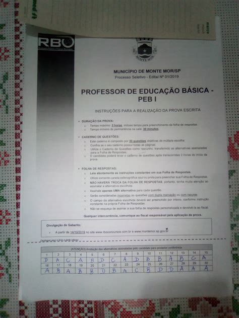 Prova Concurso Peb I Pedagogia Para Concursos