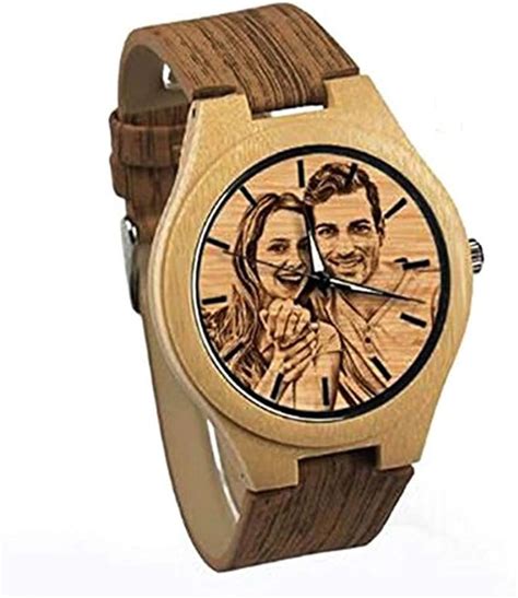 Reloj De Madera Personalizado Con Foto O Mensaje Grabado En Doble Cara