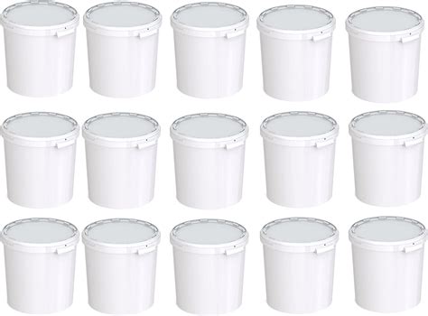 Silplast Lot De 15 Seaux De 30 Litres Avec Couvercle Blanc Lot De 15