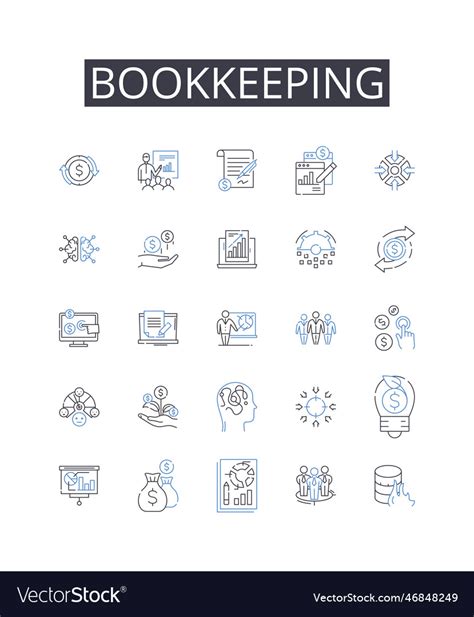 Bookkeeping Line Icons Collection Accounting Vector Image