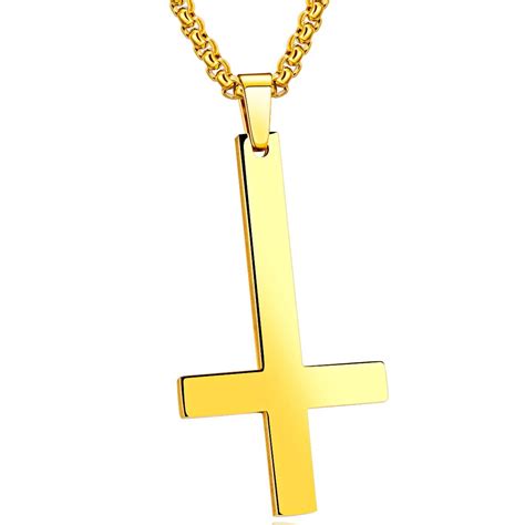 Stainless Steel Inverted Upside Down Cross Of Saint Peter Pendant