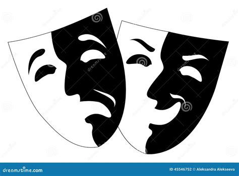 Theatre Black And White Emotion Masks, Stock Vector - Image: 45546752