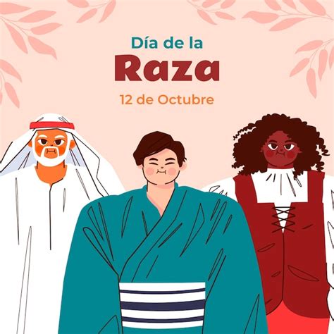 Ilustración plana del día de la raza Vector Gratis