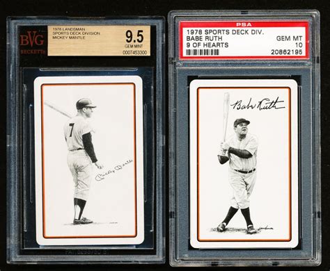 Lot Of Landsman Sports Deck Division Cards With Mickey Mantle Babe Ruth BVG PSA
