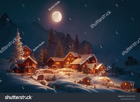 14,045 Winter Village Night Art Images, Stock Photos, 3D objects ...