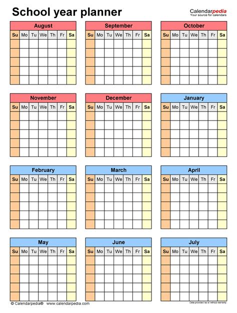 Free School Year Planners in PDF Format - 36 Templates