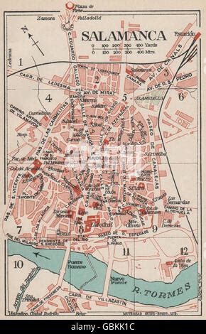 SALAMANCA Mapa de ciudad Vintage plan España 1899 Fotografía de