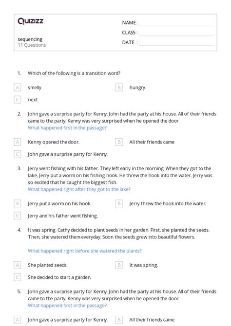 50 Sequencing Worksheets For 5th Grade On Quizizz Free And Printable