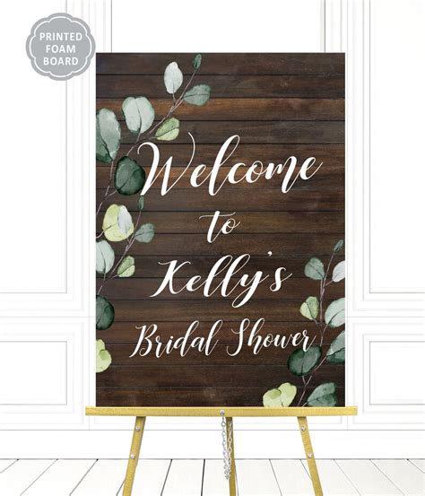 Rustic Bridal Shower Welcome Sign Eucalyptus Printed Welcome Etsy