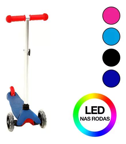 Patinete Masculino Infantil 3 Rodas Led Azul E Vermelho Bbr MercadoLivre