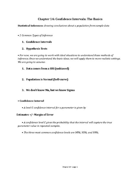 Ch14 Confidence Intervals The Basics Chapter 14 Confidence