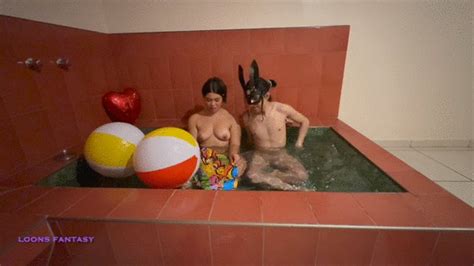 Duo Blows Up Big Beachballs On A Jacuzzi Loons Fantasy