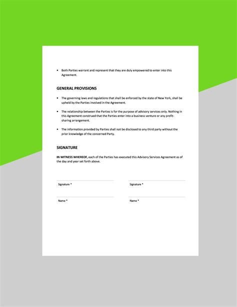 Advisory Services Agreement Template In PDF Word Google Docs Pages