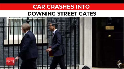 Car Crashes Into Front Gates Of Downing Street In London Outside Pm