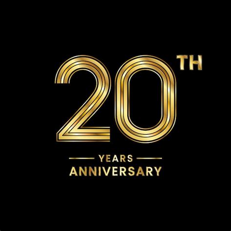 Diseño De Logotipo De Aniversario De 20 Años Con Número Dorado Para Evento De Celebración De