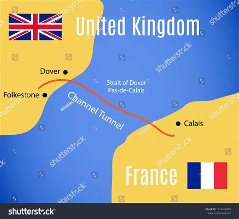 Schematic Map Eurotunnel Channel Tunnel Vector Stock Vector (Royalty ...