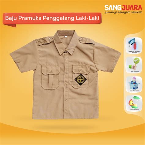 jual seragam sekolah baju pramuka lengan pendek laki coklat sd smp sma