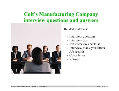 Colts Manufacturing Company Interview Questions And Answers