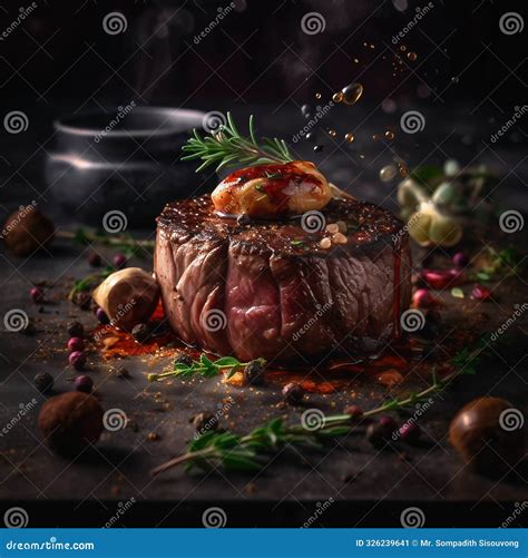 Premium Filet Mignon Steak, Small Cut Of Tender Steak Stock Photo