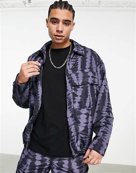 Chaqueta Ligera Con Estampado Negro Y Azul Marino De Topman Parte De