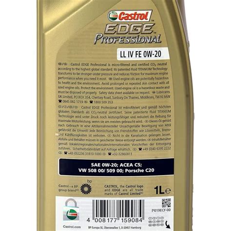 Huiles Moteur W Voiture Essence Lubrifiant Castrol Edge Professional