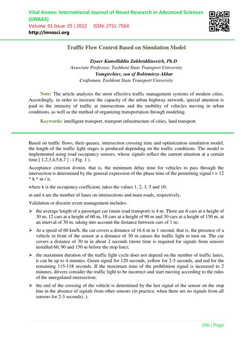 (PDF) Traffic Flow Control Based on Simulation Model