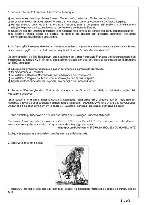 Atividades Sobre Revolu O Francesa Ano Gabarito