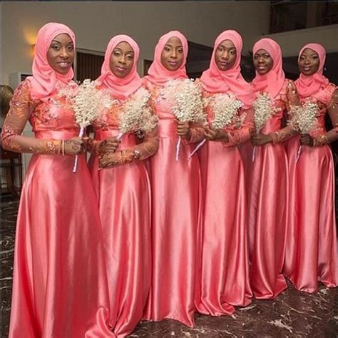 Muslim Bridesmaid Dresses With Hijab Long Sleeves Saudi Arabia Wedding Party Dress Long Formal