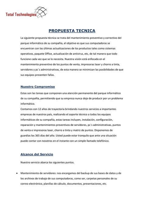 Ejemplos De Propuesta Tecnica Ppt