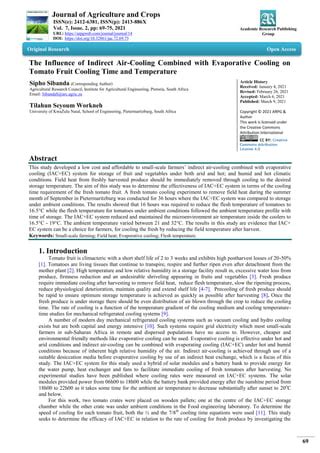 The Influence Of Indirect Air Cooling Combined With Evaporative Cooling