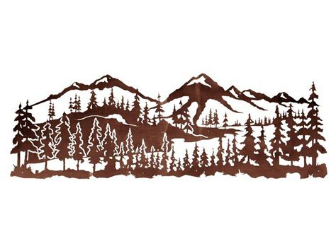 84" Mountain Scene with Pine Trees Metal Wall Art | Metal tree wall art ...