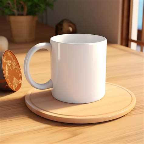 Premium AI Image | Mug mockup on wooden coaster